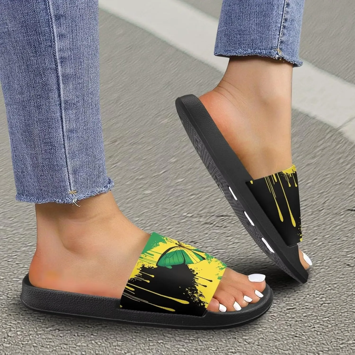 House Slippers Women Mens Comfortable Cloud Sandals Indoor Outdoor Eva Foam Foot Slip On Spa Shower Shoes Size 5-12.5 Black Sole