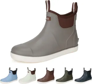 HSBDNZQ Men's Deck Boots, Deck Shoes Waterproof Rain Boots, Saltwater Rubber Ankle Boots, Non-Slip Garden Fishing Shoes for Boating Camping Sailing
