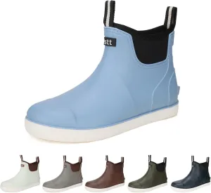 HSBDNZQ Men's Deck Boots, Deck Shoes Waterproof Rain Boots, Saltwater Rubber Ankle Boots, Non-Slip Garden Fishing Shoes for Boating Camping Sailing