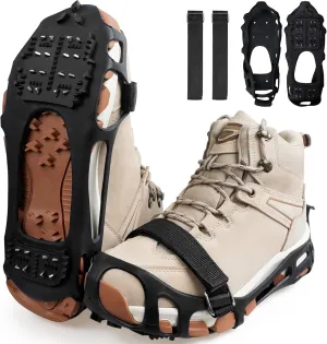 Ice Snow Cleats for Shoes and Boots - Traction Rubber Crampons With 24 Studs, Non-Slip Grippers Overshoe for Men, Women, Kids Walking on Ice