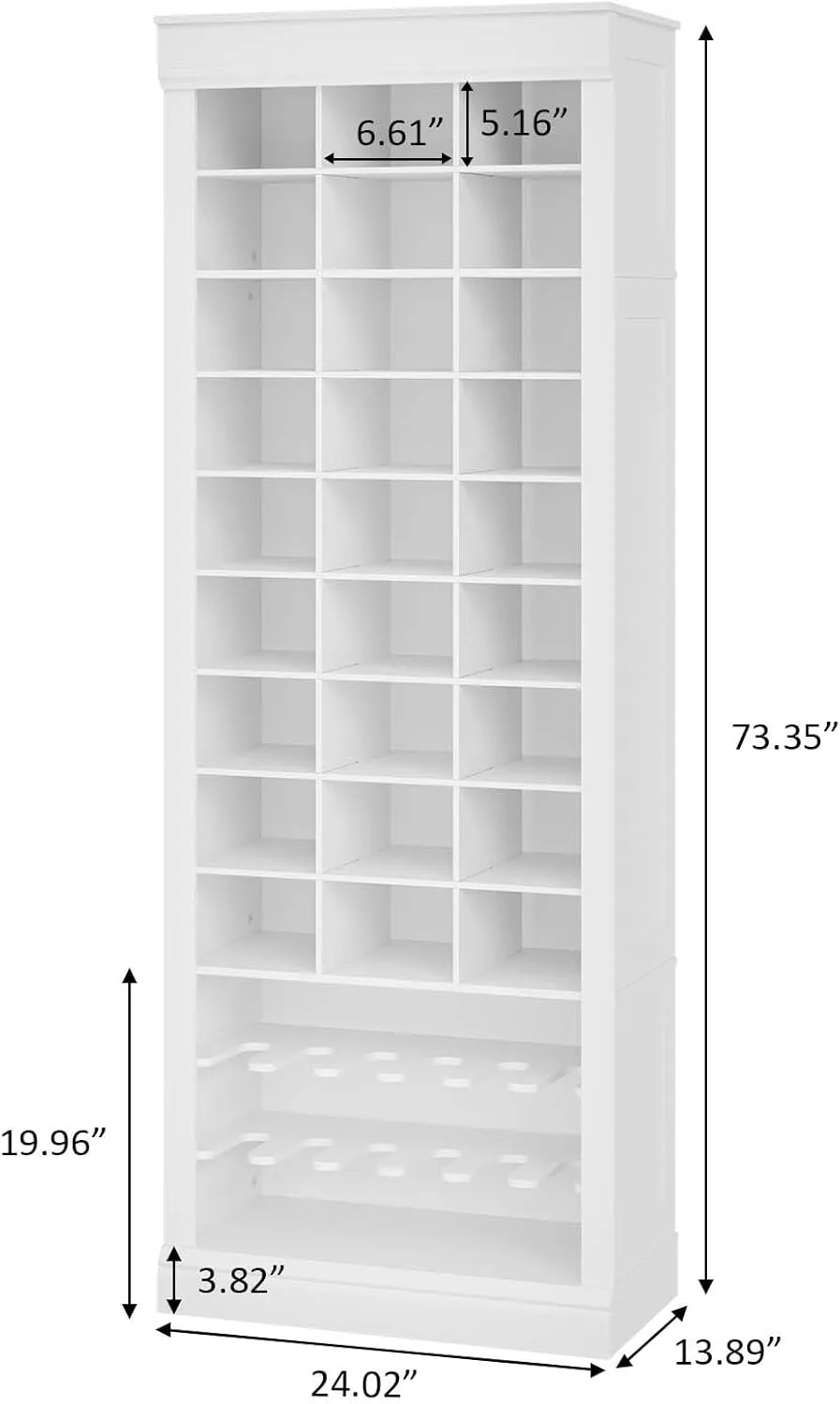 IDEALHOUSE Shoe Storage Cabinet, 10-Tier Tall Shoe Cabinet with Boots Racks and 27 Cubbies, Freestanding Entryway Shoe Organizer for Closet, Entryway, Living Room, White