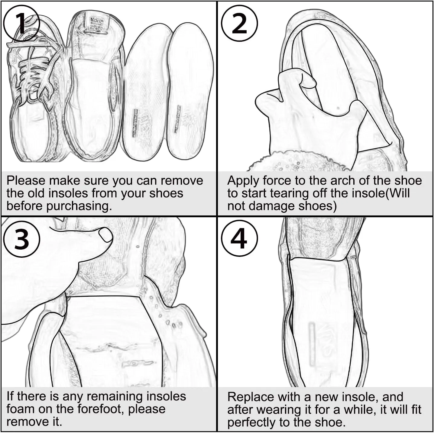 Insoles for Vans Shoes, Replacement Inserts for Men and Women's Skate Sneakers, Cushioned Inner Soles for Comfort and Foot Pain Relief