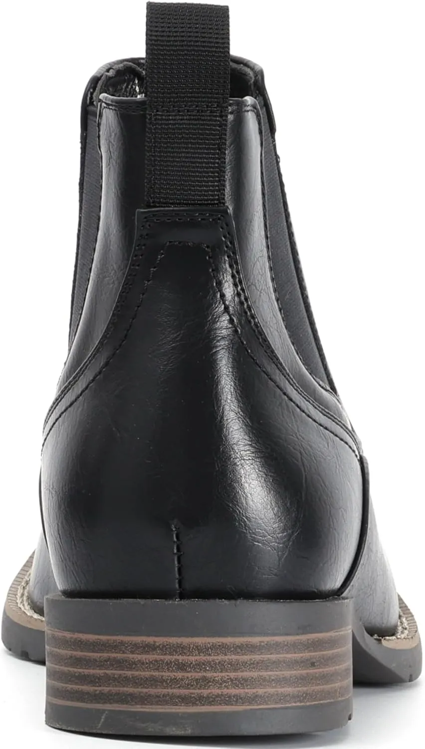 IXU Cowboy Boots For Men Square Toe Ankle Western Boots Casual Dress Slip On Men Shoes