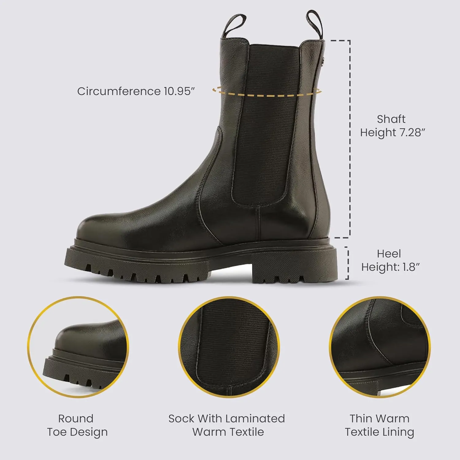 JATAREA Ankle Boots for Women - Stylish Leather with Block Heel Chelsea - Comfortable & Easy Wear Womens Bootie - Cushioned Insole for Comfort - Fashionable and Versatile Design - ALO