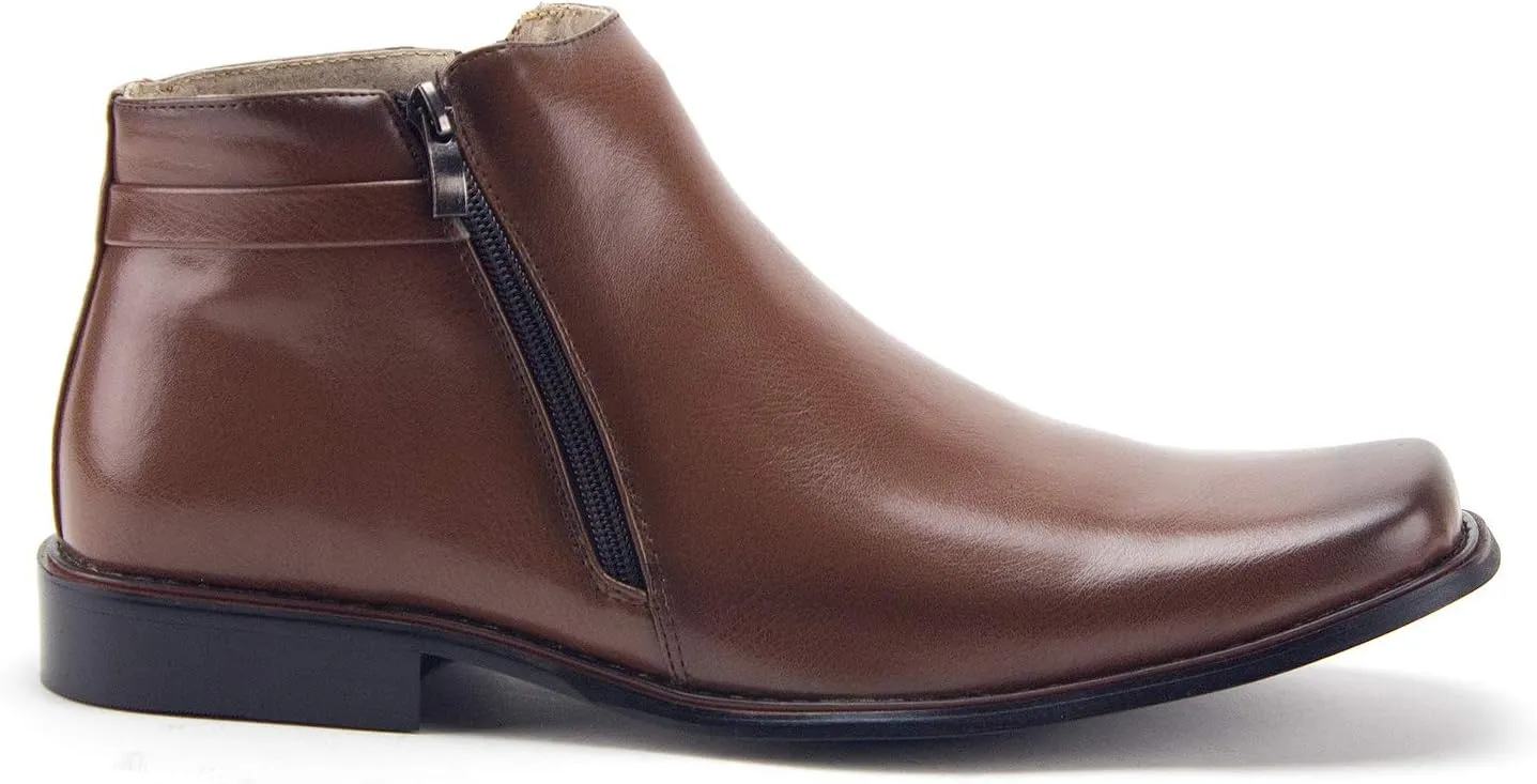 Jazamé Men's 38307 Ankle High Double Zipped Classic Dress Boots for Men Botas Bota