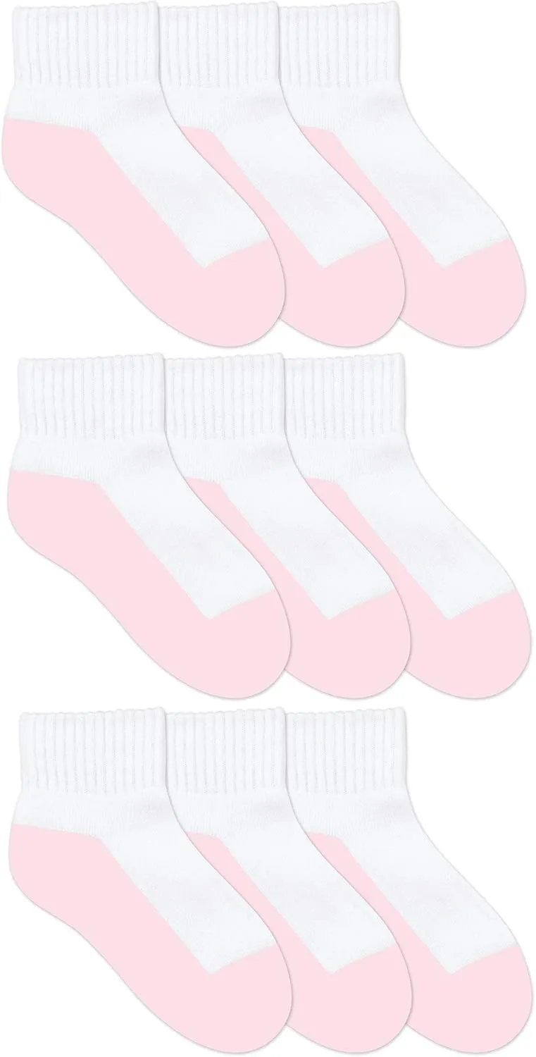 Jefferies Socks Boys Girls School Uniform Seamless Half Cushion Quarter Sport Socks 9 Pair Pack