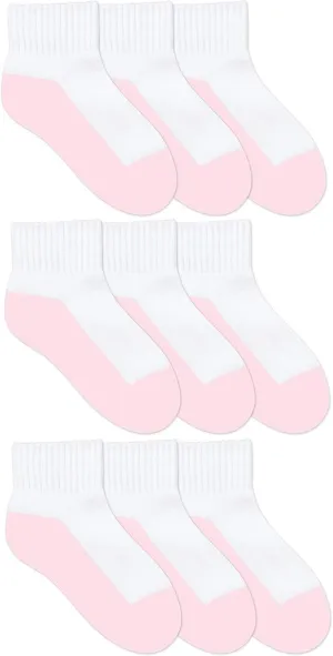 Jefferies Socks Boys Girls School Uniform Seamless Half Cushion Quarter Sport Socks 9 Pair Pack