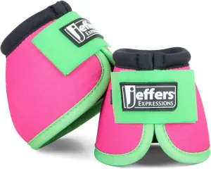Jeffers Equine Ballistic Bell Boots - Pink & Lime, Medium | Shock Absorbing Hoof Protection for Horses | Secure Double Hook & Loop Closure, Perfect for Travel, Training, & Equestrian Riding