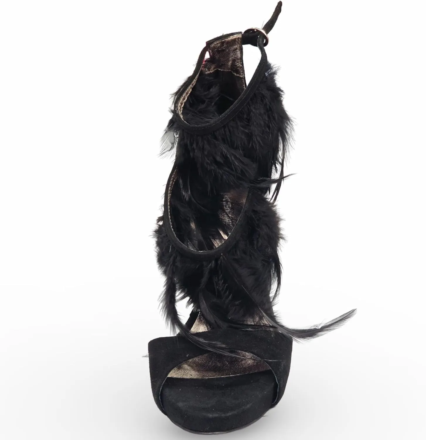 Jeffrey Campbell Plume Black Suede Ankle Strap Stiletto High Heeled Sandals
