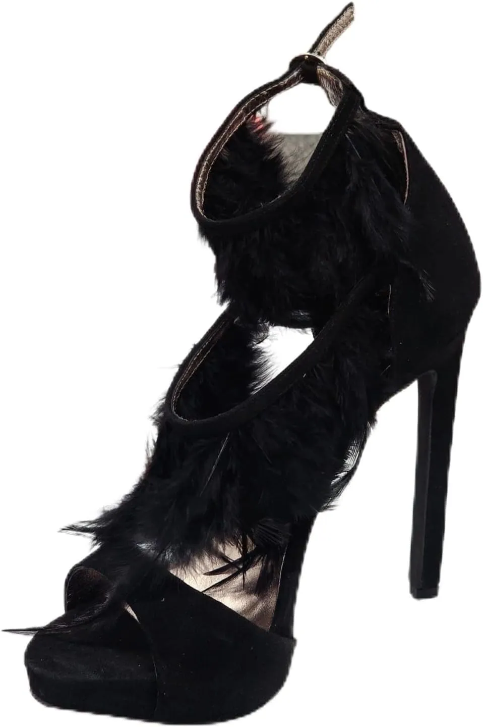 Jeffrey Campbell Plume Black Suede Ankle Strap Stiletto High Heeled Sandals
