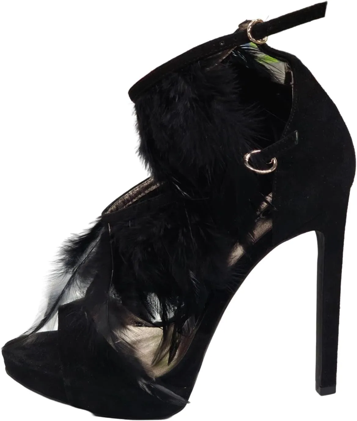 Jeffrey Campbell Plume Black Suede Ankle Strap Stiletto High Heeled Sandals