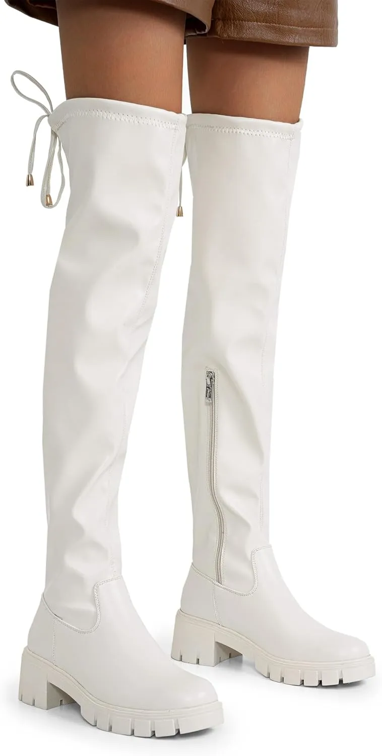Jeossy Women's 990 Over The Knee High Boots Platform Thigh High Boots Round Toe Long Boots for Women