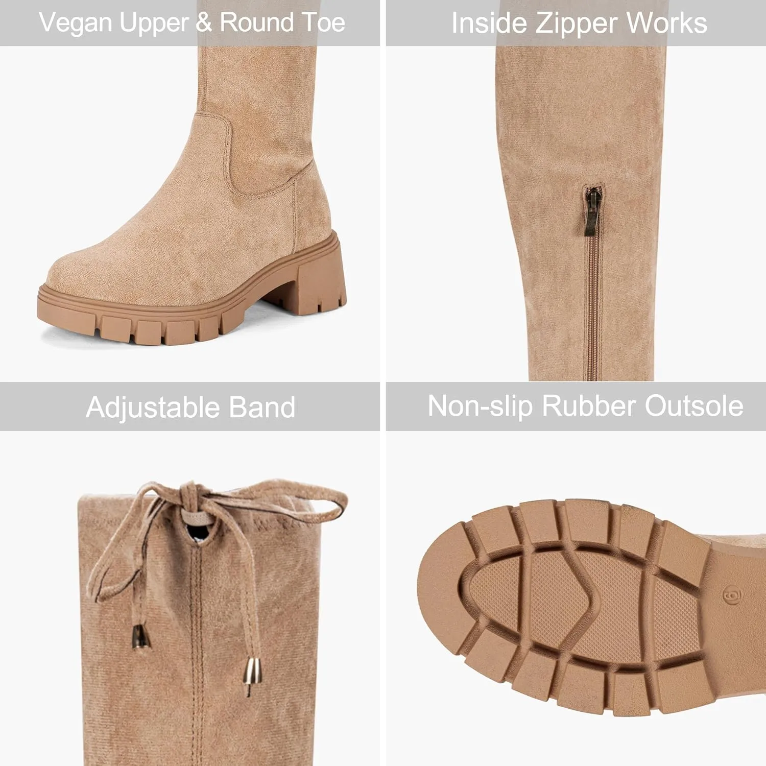 Jeossy Women's 990 Over The Knee High Boots Platform Thigh High Round Toe Long Boots