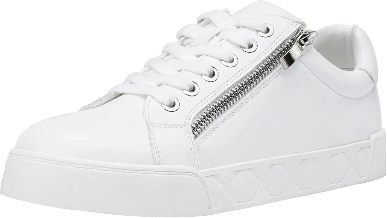 Jeossy Women's Flat Low Top Casual Fashion Sneakers Round Toe Shoes with Zipper
