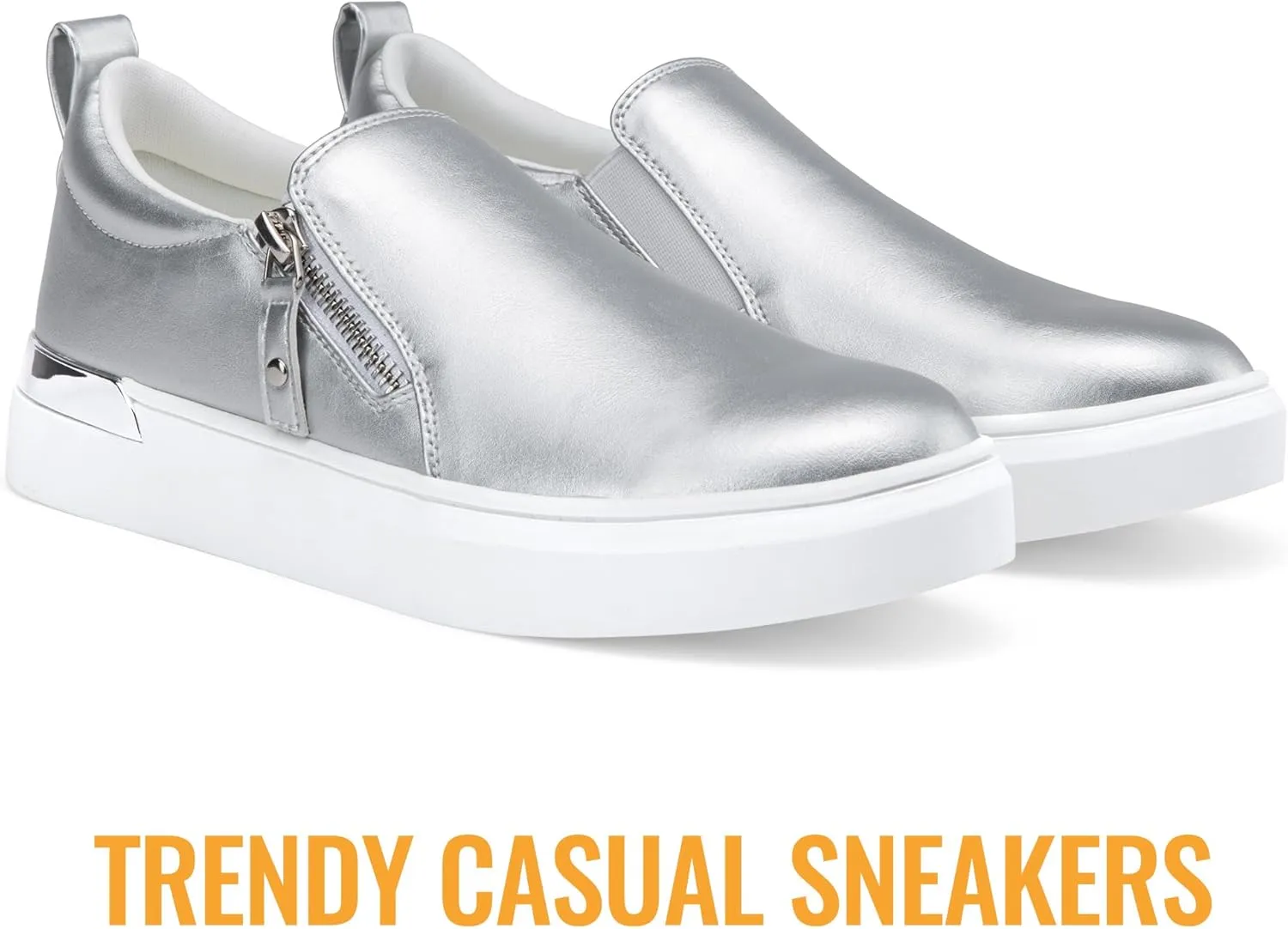 Jeossy Women's Slip On Shoes Casual Fashion Sneakers 8010 Arch Support Loafers for Women with Zipper