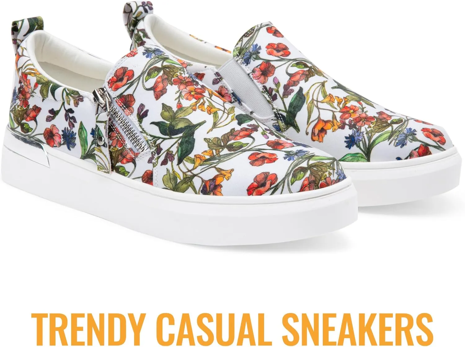 Jeossy Women's Slip On Shoes Casual Fashion Sneakers 8010 Arch Support Loafers for Women with Zipper