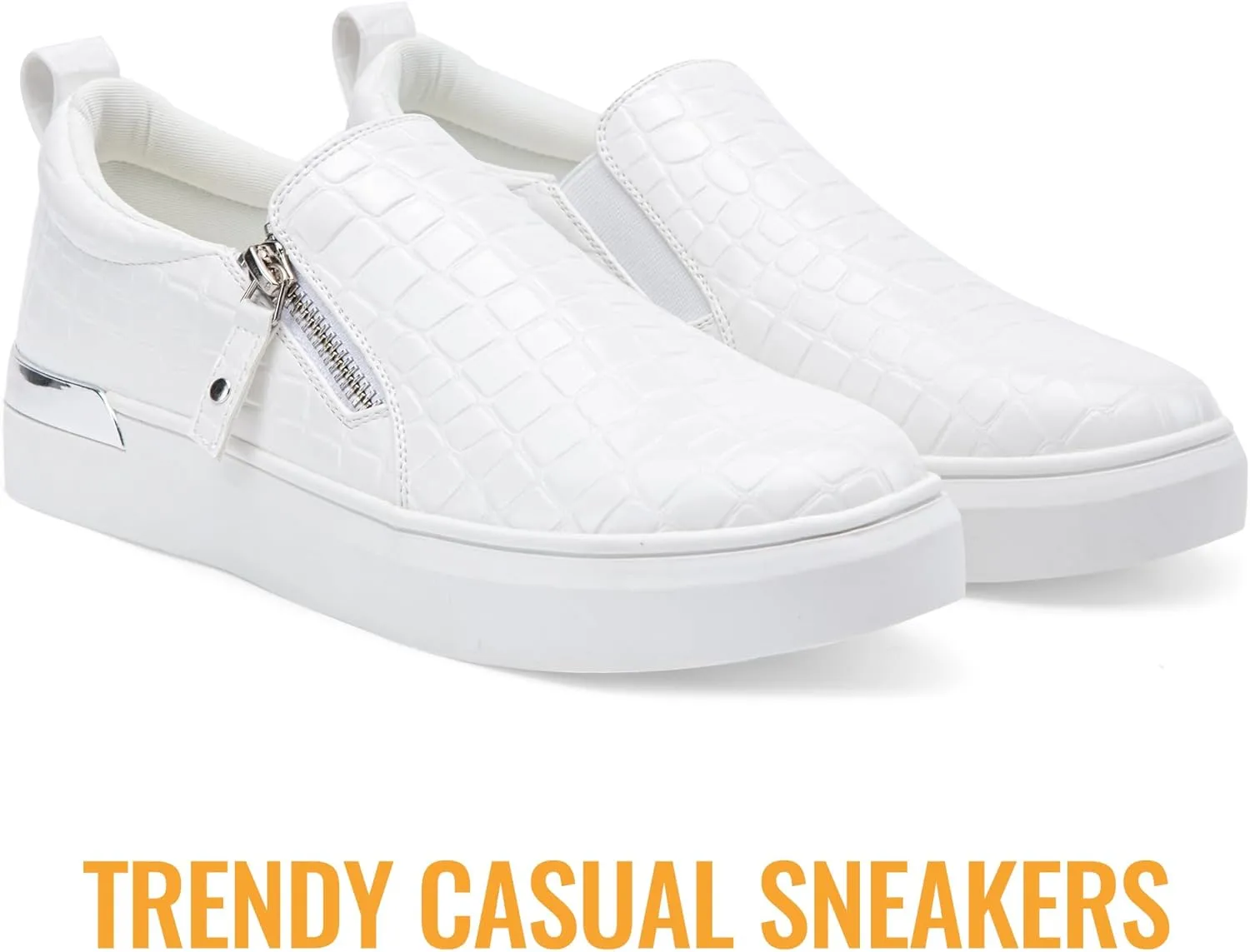 Jeossy Women's Slip On Shoes Casual Fashion Sneakers 8010 Arch Support Loafers for Women with Zipper