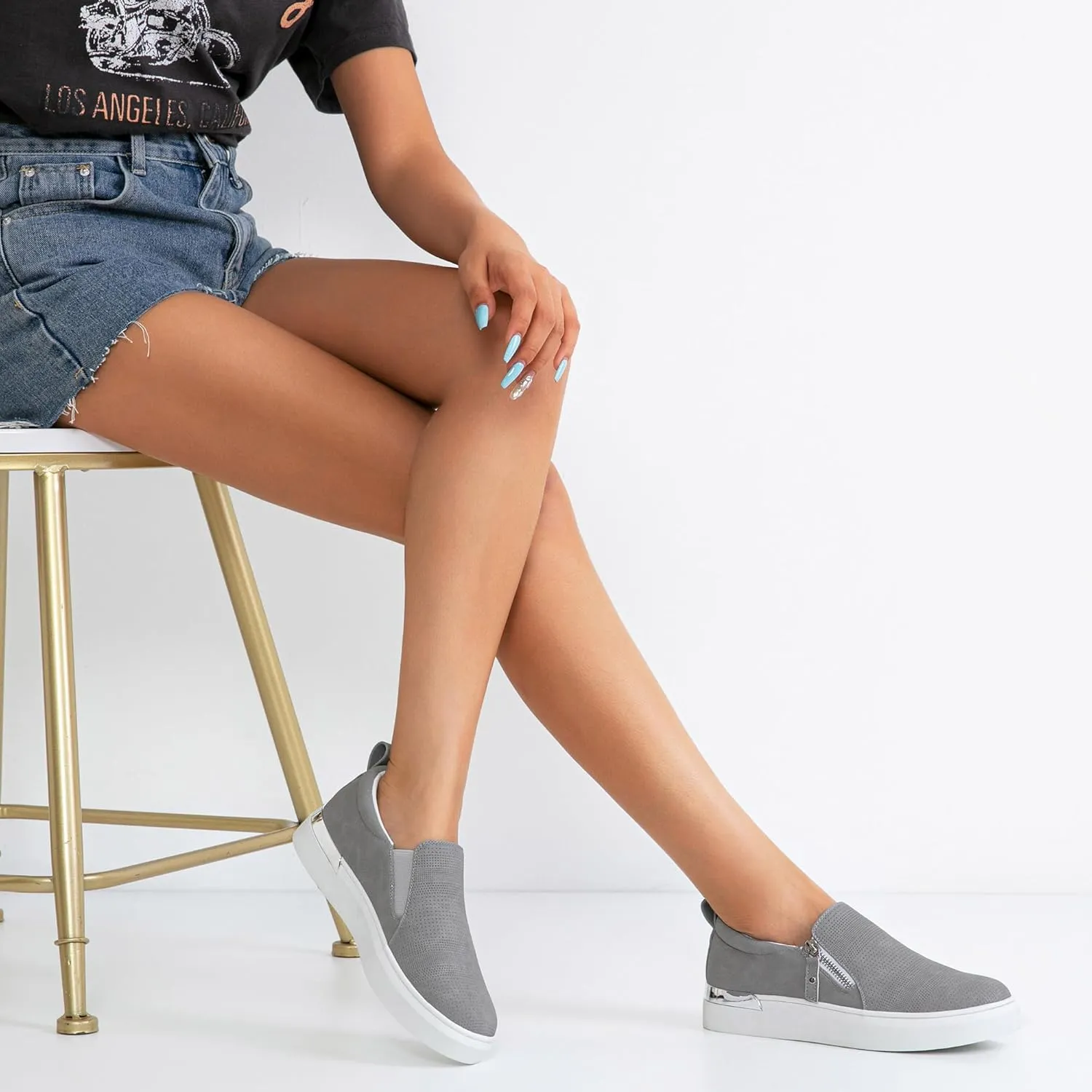 Jeossy Women's Slip On Shoes Casual Fashion Sneakers 8010 Arch Support Loafers for Women with Zipper