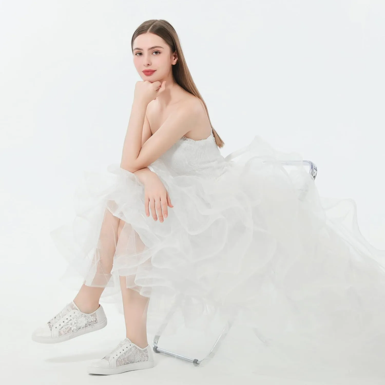 JIAJIA 8836 Wedding Shoes Bridal Sneakers Flats Bride Tennis Shoes Lace Sneakers - Personalized Customization Available