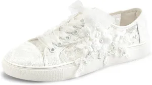 JIAJIA 8836 Wedding Shoes Bridal Sneakers Flats Bride Tennis Shoes Lace Sneakers - Personalized Customization Available
