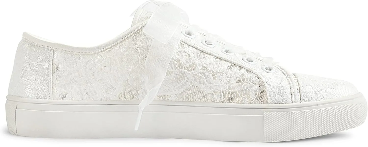 JIAJIA 8836 Wedding Shoes Bridal Sneakers Flats Bride Tennis Shoes Lace Sneakers - Personalized Customization Available