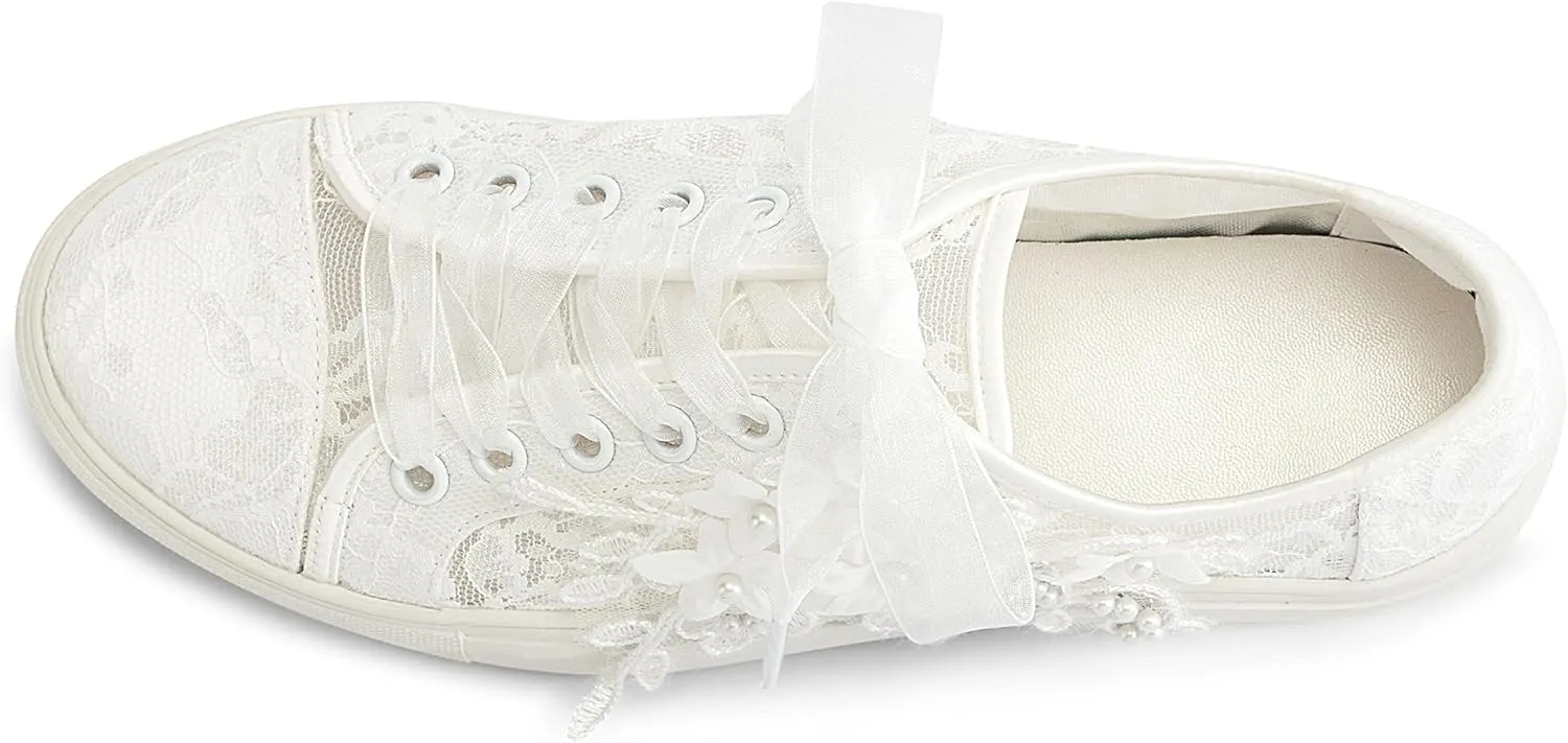 JIAJIA 8836 Wedding Shoes Bridal Sneakers Flats Bride Tennis Shoes Lace Sneakers - Personalized Customization Available
