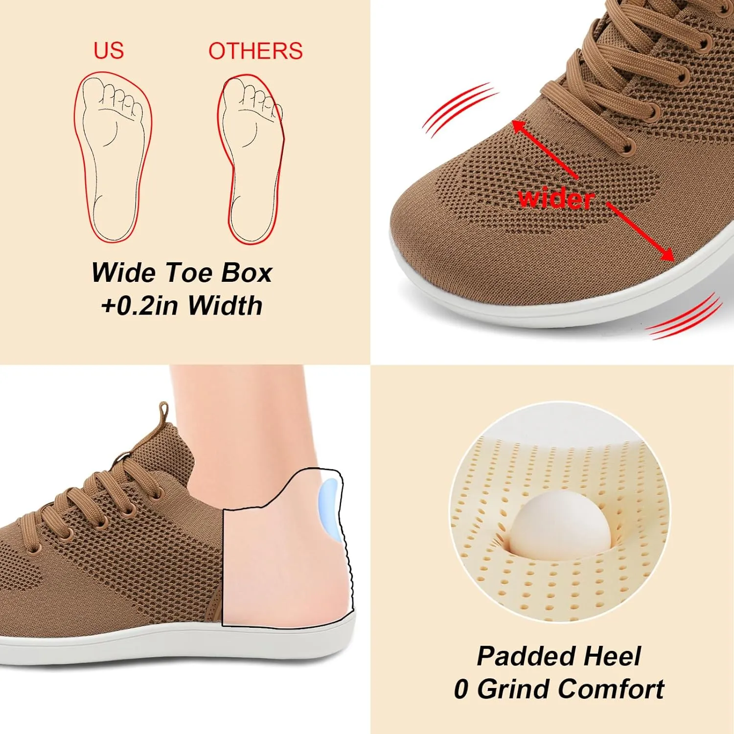 JIASUQI Men's Walking Shoes Wide Toe Sneakers with Arch Support Barefoot Shoes for Men