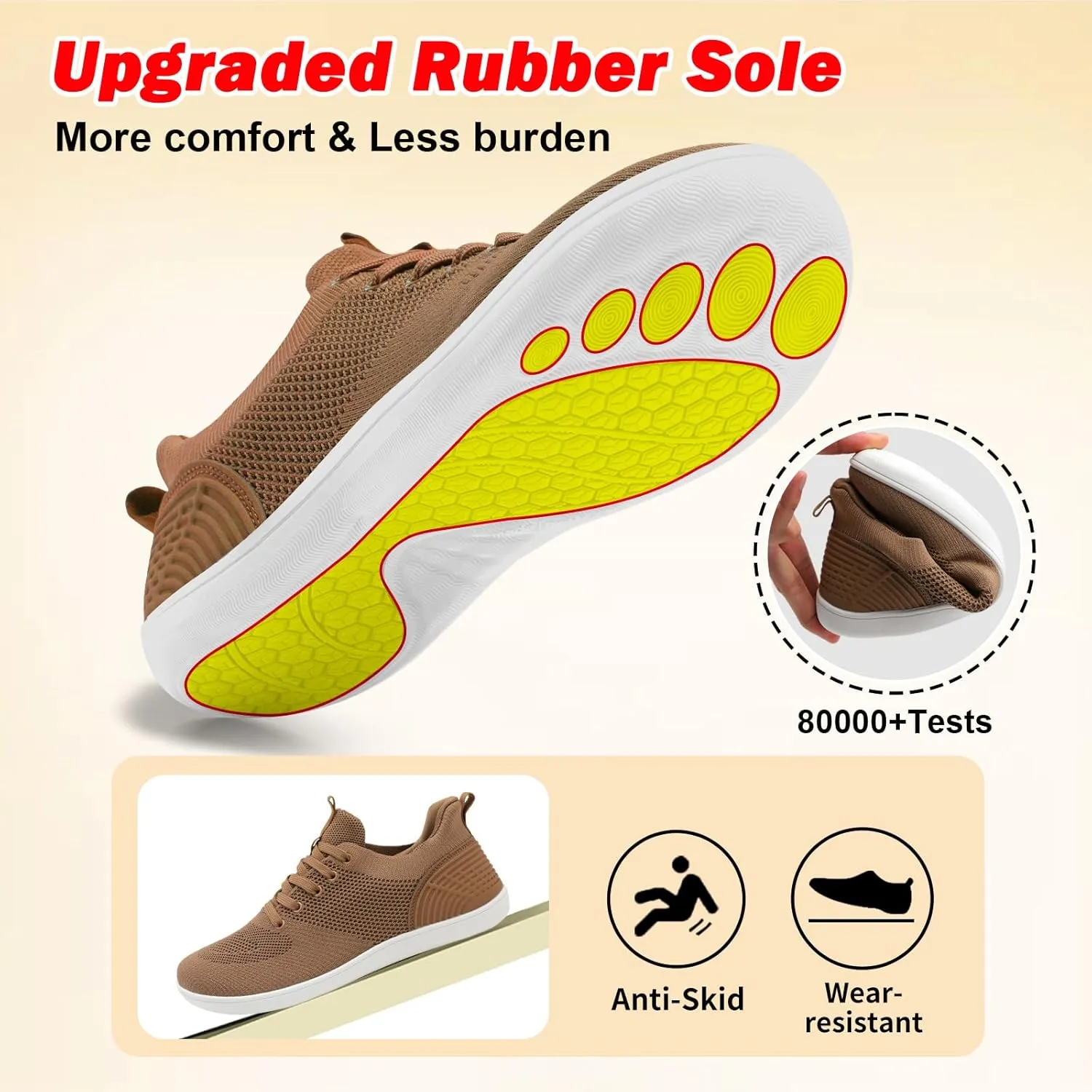 JIASUQI Men's Walking Shoes Wide Toe Sneakers with Arch Support Barefoot Shoes for Men