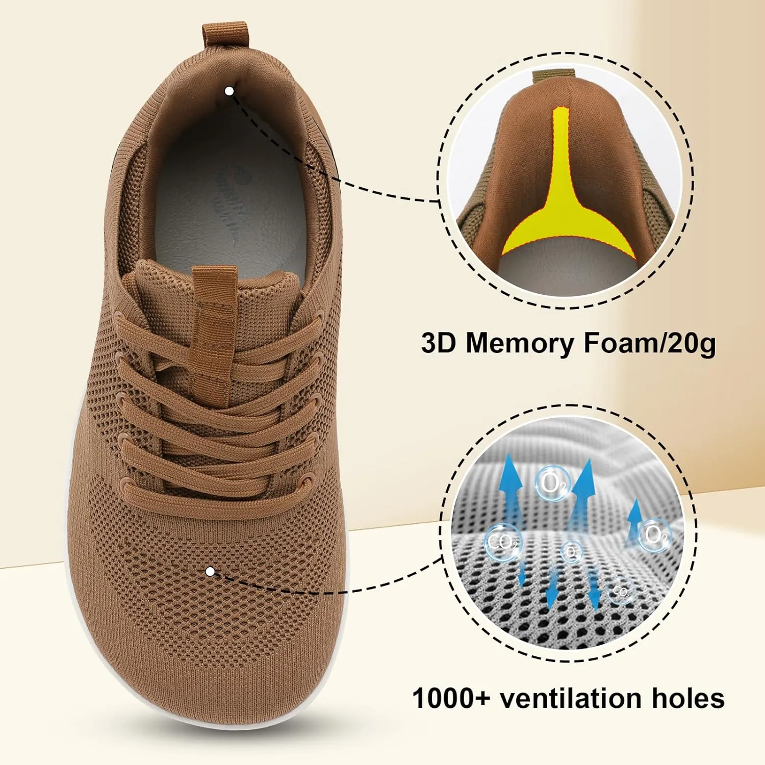 JIASUQI Men's Walking Shoes Wide Toe Sneakers with Arch Support Barefoot Shoes for Men