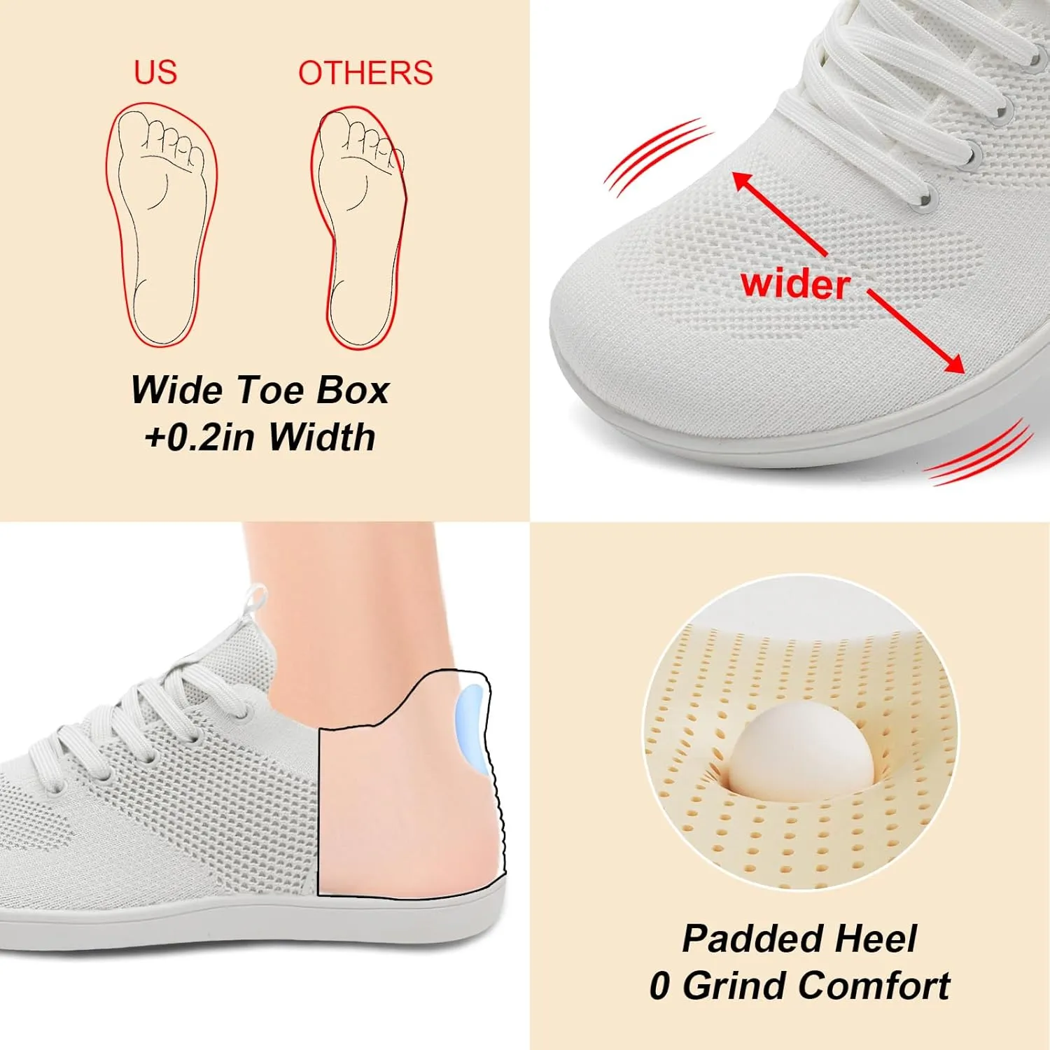 JIASUQI Men's Walking Shoes Wide Toe Sneakers with Arch Support Barefoot Shoes for Men