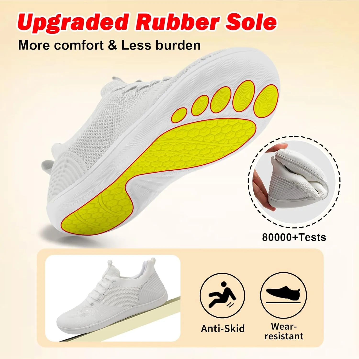 JIASUQI Men's Walking Shoes Wide Toe Sneakers with Arch Support Barefoot Shoes for Men