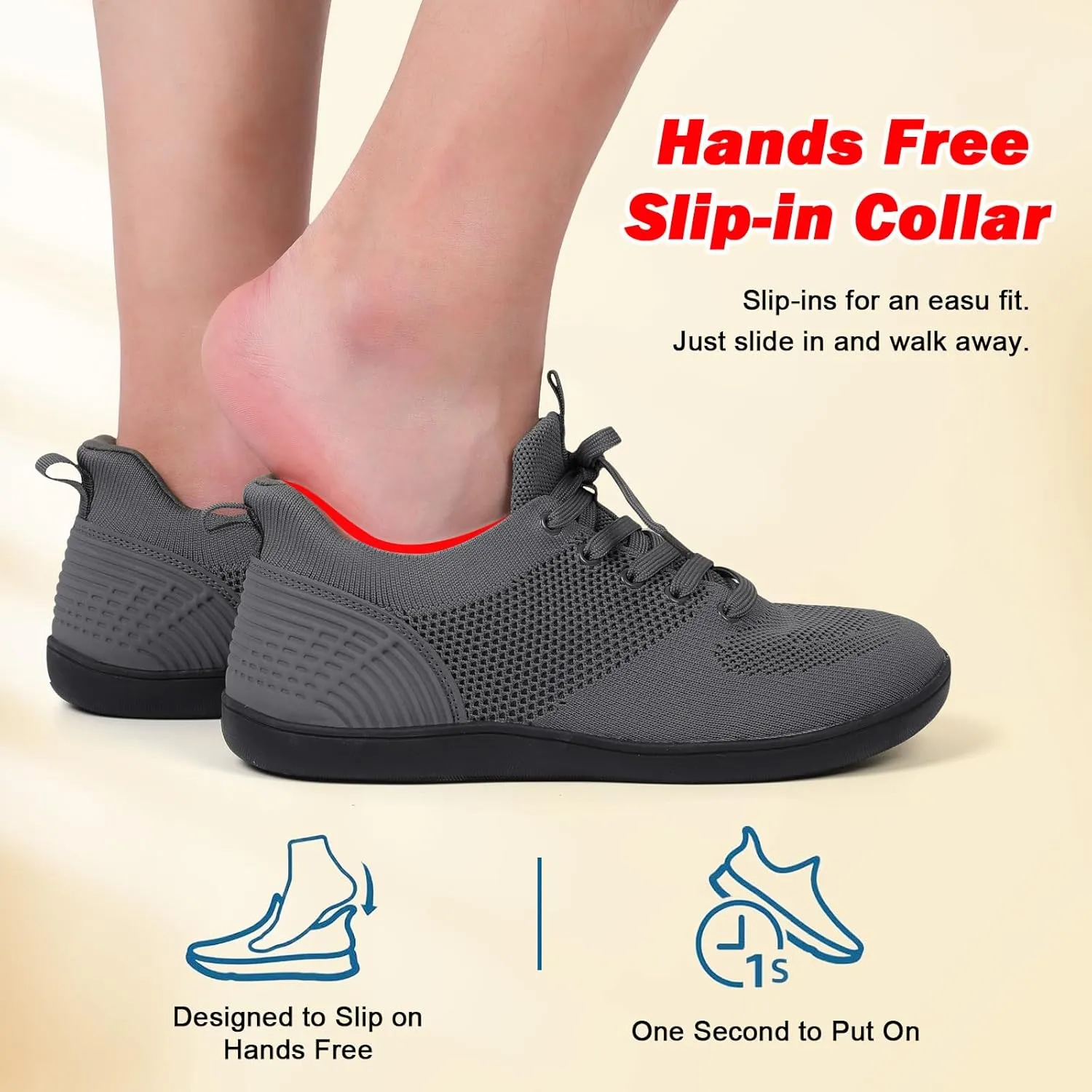 JIASUQI Men's Walking Shoes Wide Toe Sneakers with Arch Support Barefoot Shoes for Men