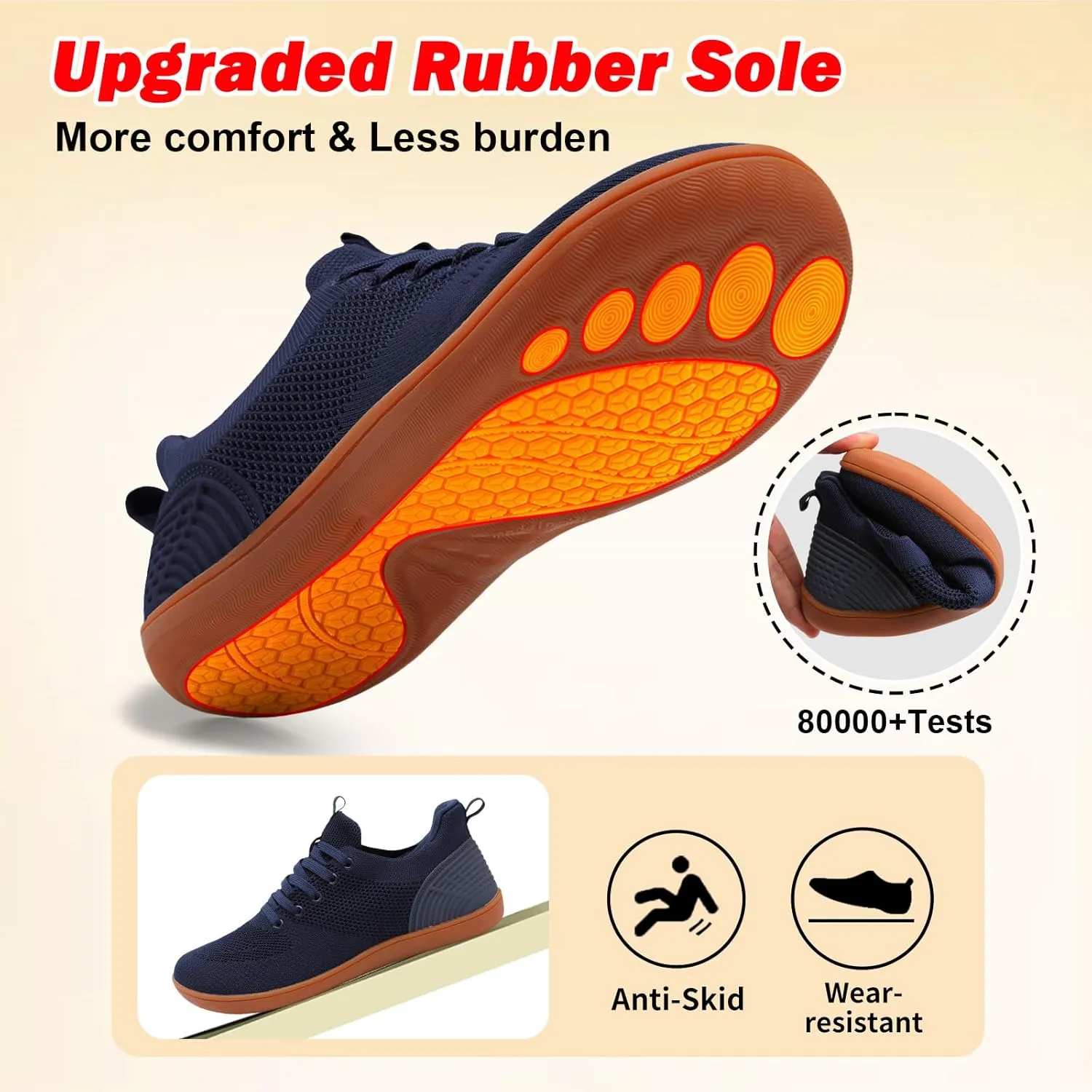 JIASUQI Men's Walking Shoes Wide Toe Sneakers with Arch Support Barefoot Shoes for Men