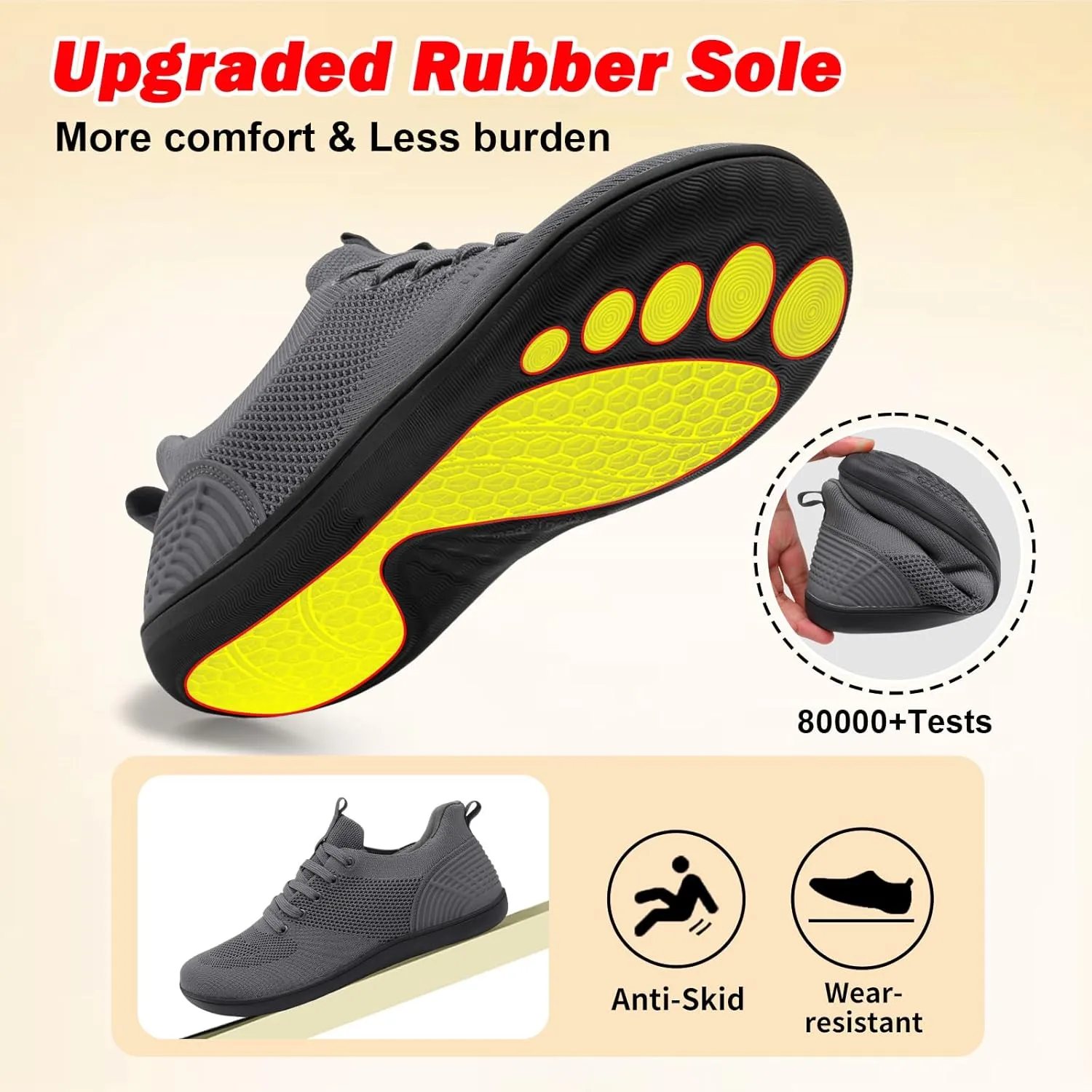 JIASUQI Men's Walking Shoes Wide Toe Sneakers with Arch Support Barefoot Shoes for Men