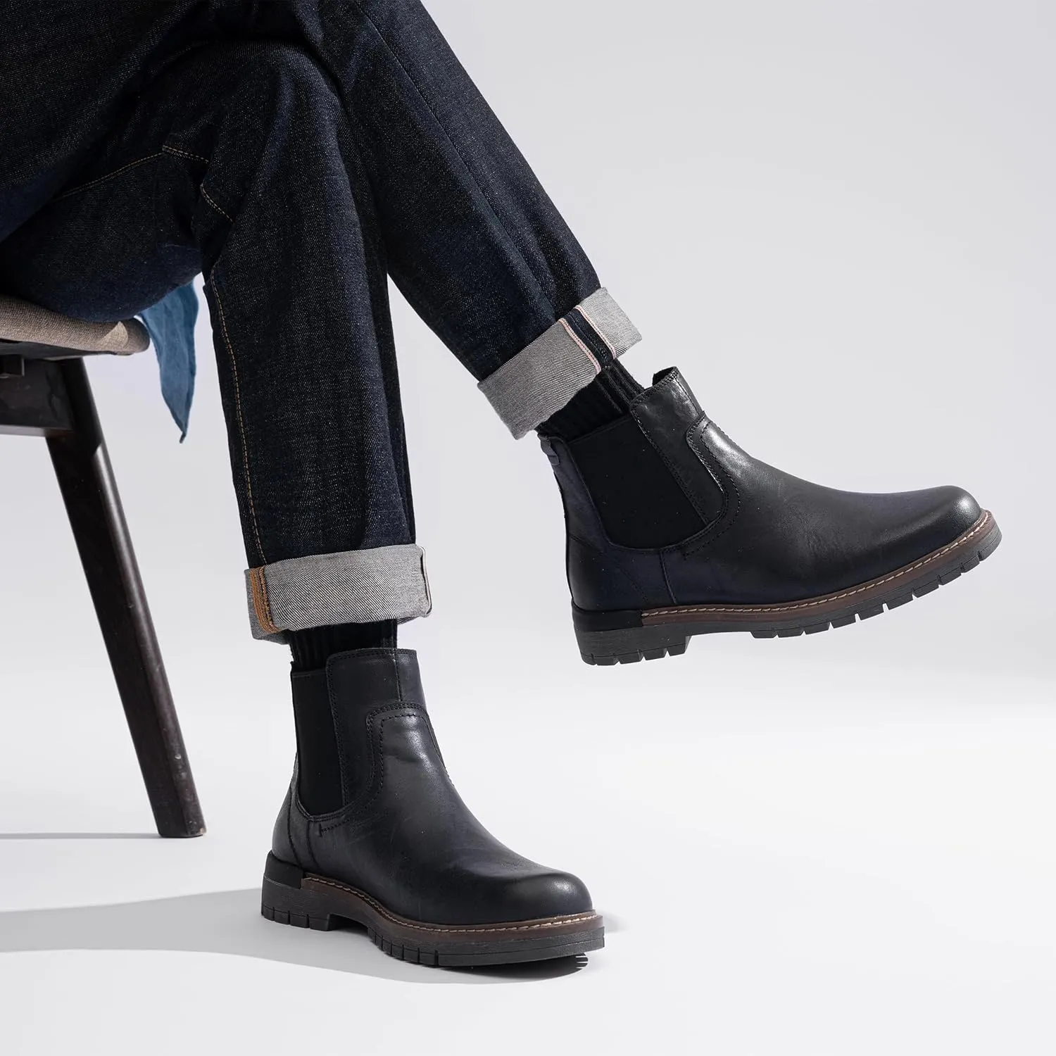 Jousen Chelsea Boots Men Lightweight Mens Boots Classic Slip On Boots Casual Boots for Men