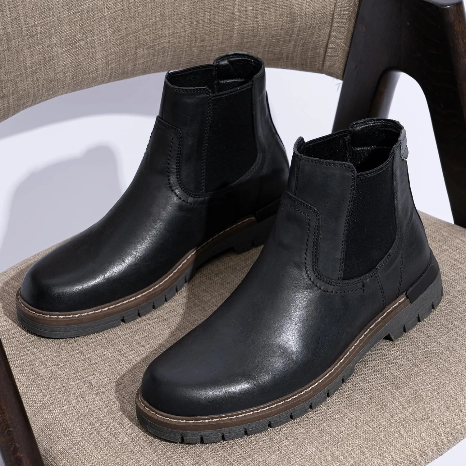Jousen Chelsea Boots Men Lightweight Mens Boots Classic Slip On Boots Casual Boots for Men