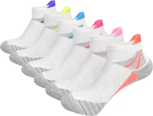 J.WMEET Womens Ankle Socks Athletic Cushioned Breathable Performance Sport Tab Cotton Quarter Women's Running Socks 6 Pack