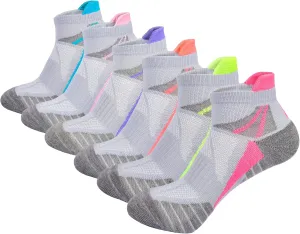 J.WMEET Womens Ankle Socks Athletic Cushioned Breathable Performance Sport Tab Cotton Quarter Women's Running Socks 6 Pack