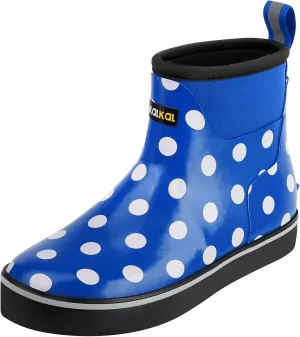Kalkal Womens Rain Boots Ankle Waterproof Deck Boots, Anti-Slip Girl Boots for Fishing Daily Working Farming