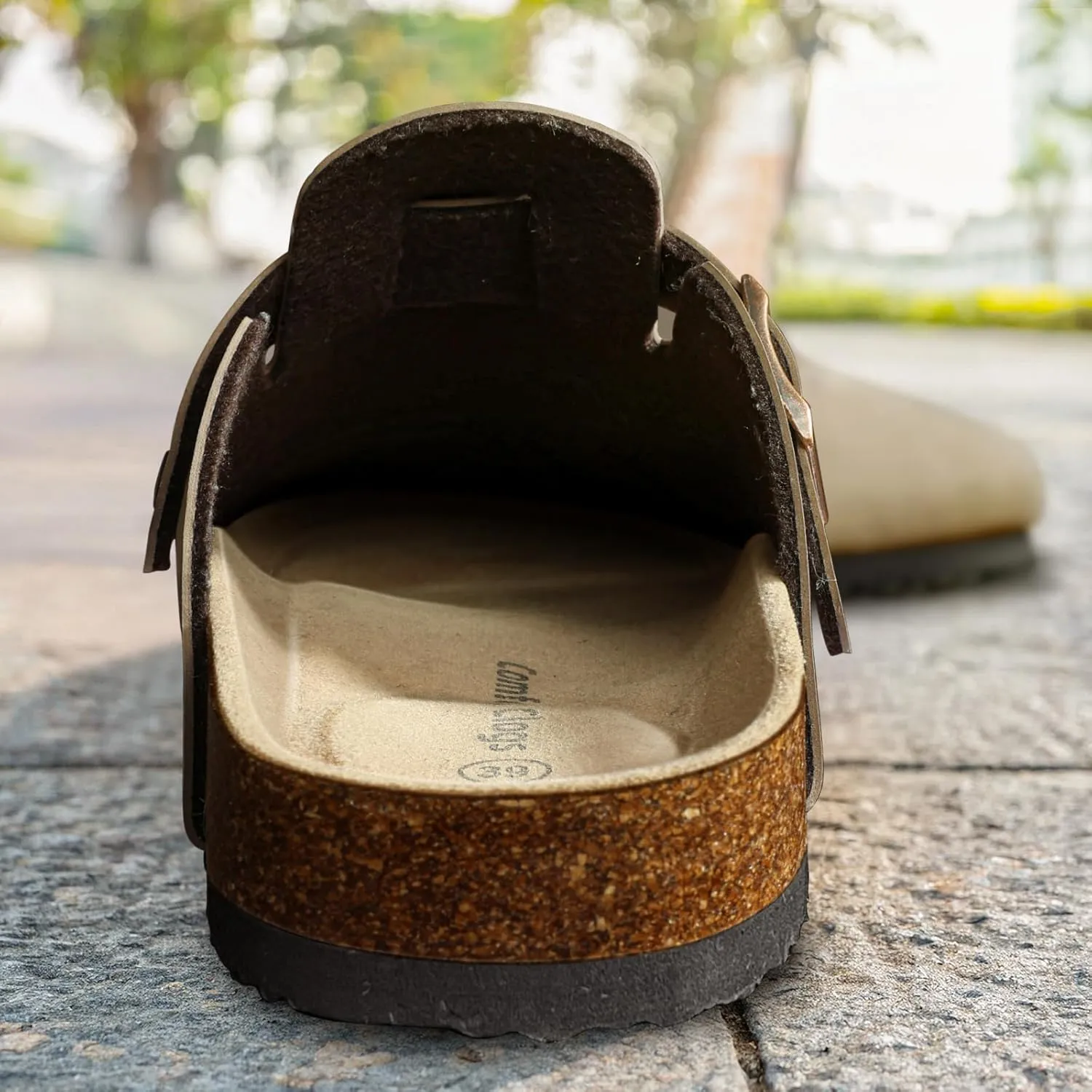 KEMISANT Women Clogs Comfortable Mules Clogs Sandals Slippers Men Women-Suede Upper Cushioned Cork-Footbed
