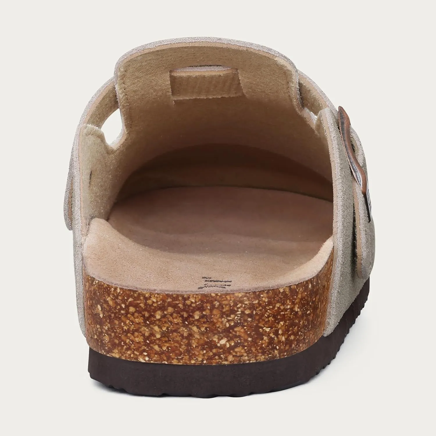 KIDMI Women's Suede Clogs Leather Mules Cork Footbed Sandals Potato Shoes with Arch Support