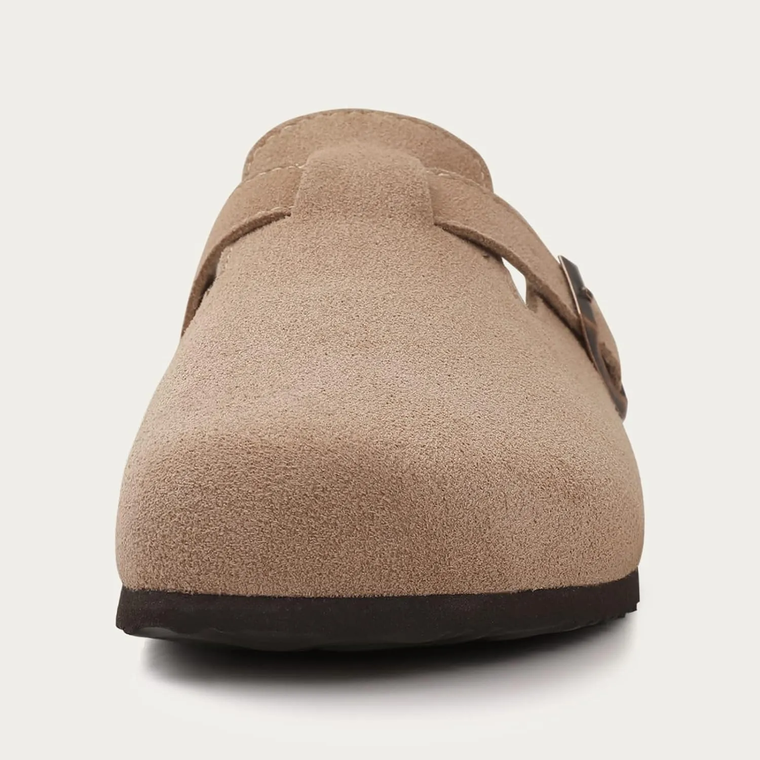 KIDMI Women's Suede Clogs Leather Mules Cork Footbed Sandals Potato Shoes with Arch Support