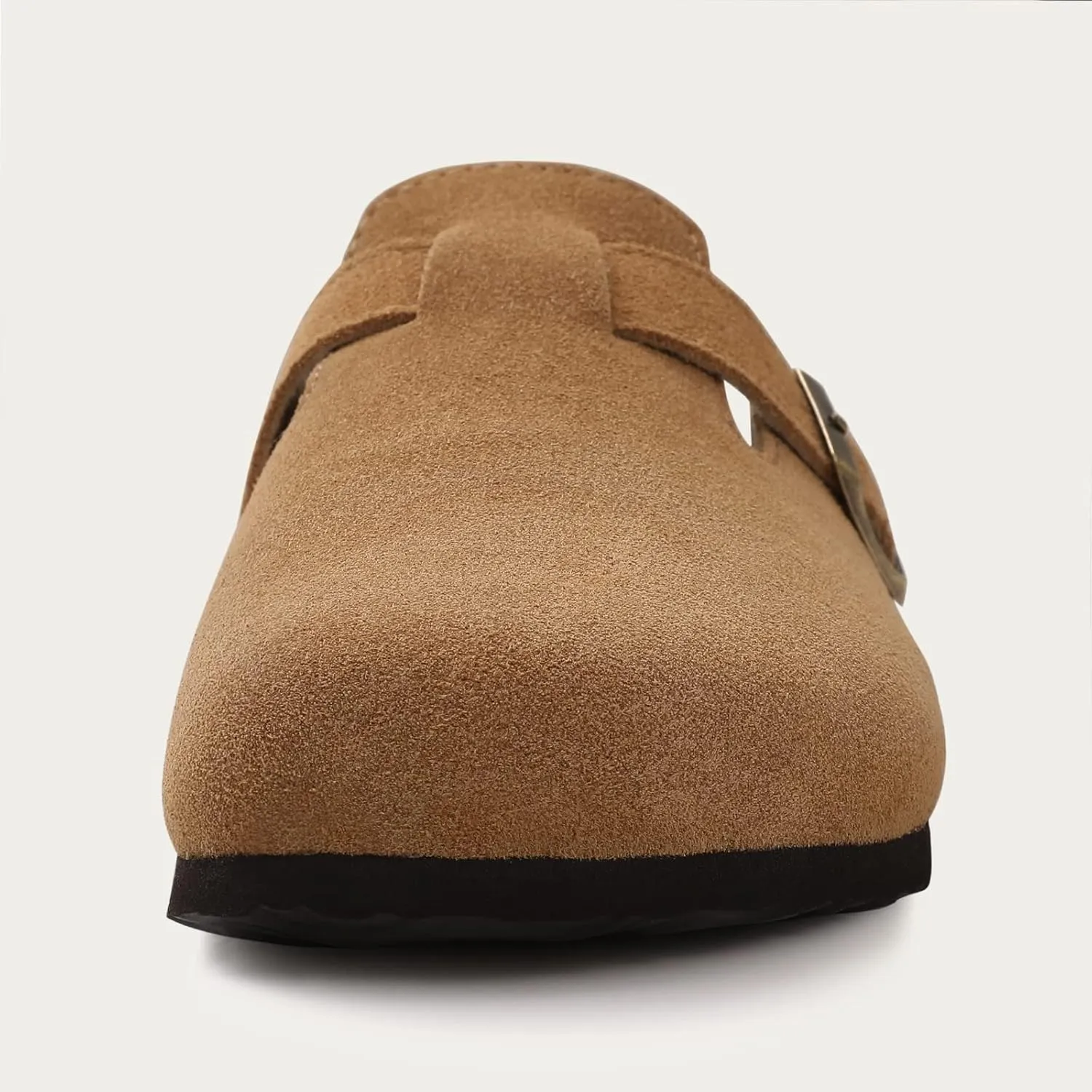 KIDMI Women's Suede Clogs Leather Mules Cork Footbed Sandals Potato Shoes with Arch Support