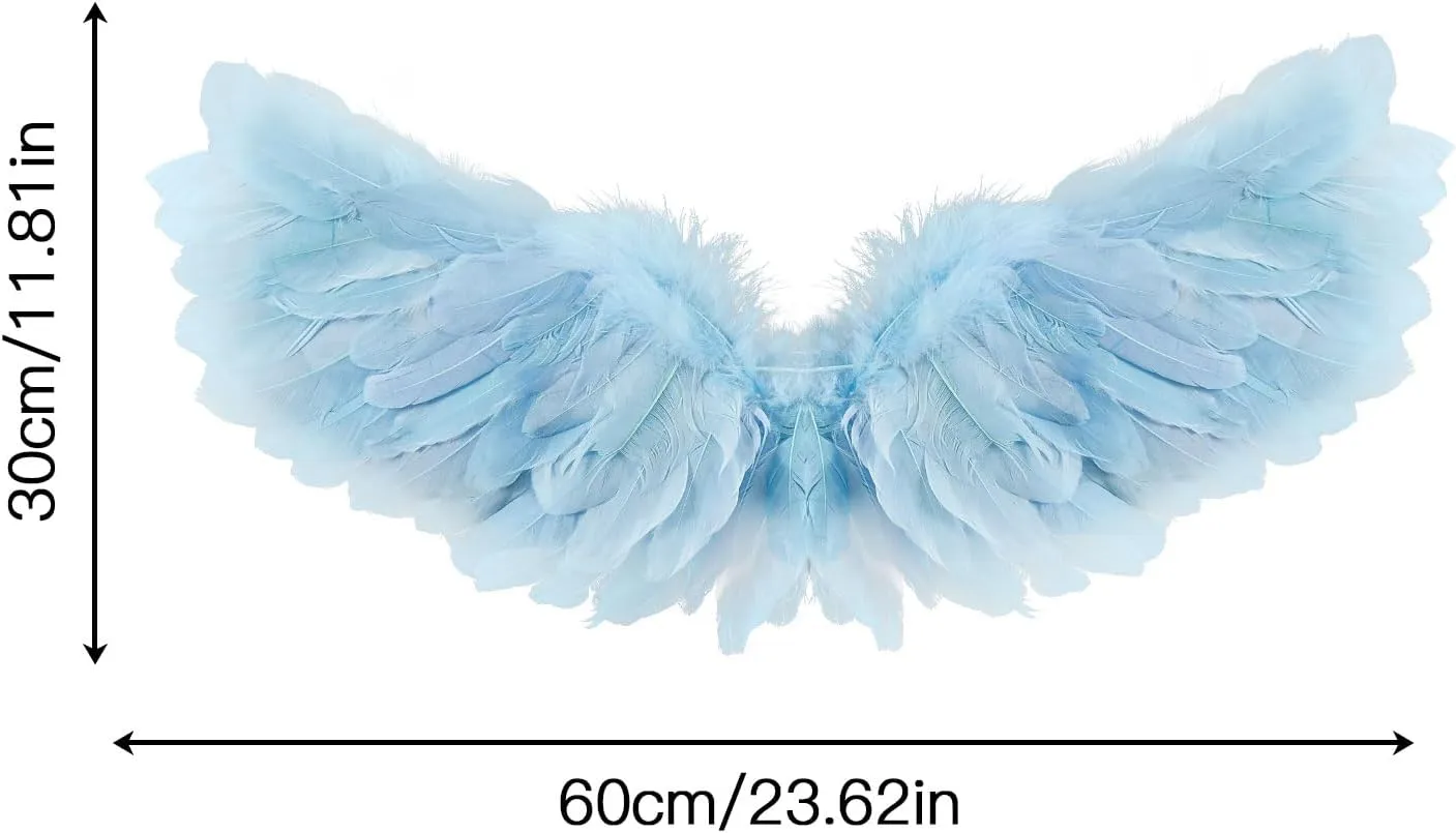 Kids Girls Feather Fairy Wings Princess Stage Show Halloween Costume Angel Wings with Crown and Wand Party Dress Up
