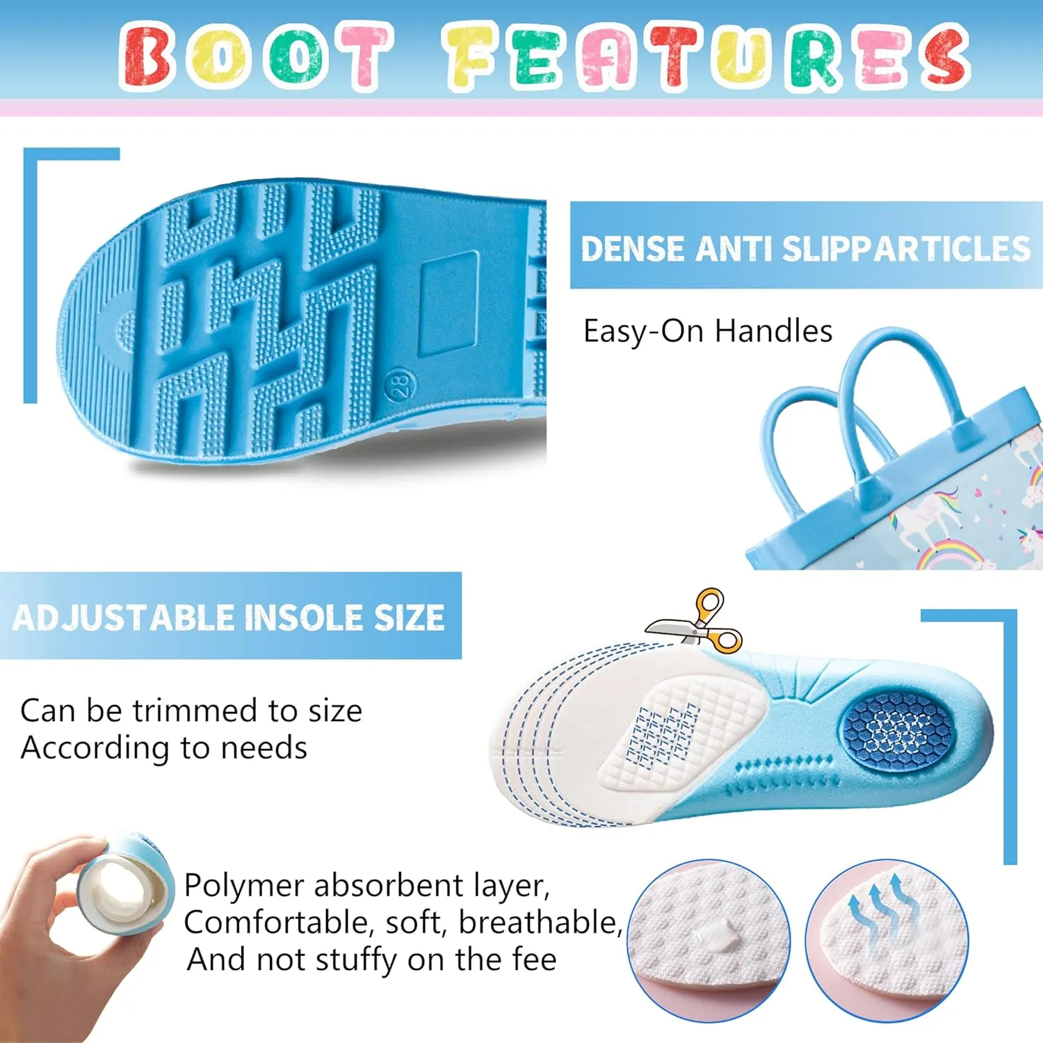 Kids Rain Boots with Cotton Lining, Rubber Construction, Prints for Comfort and Style