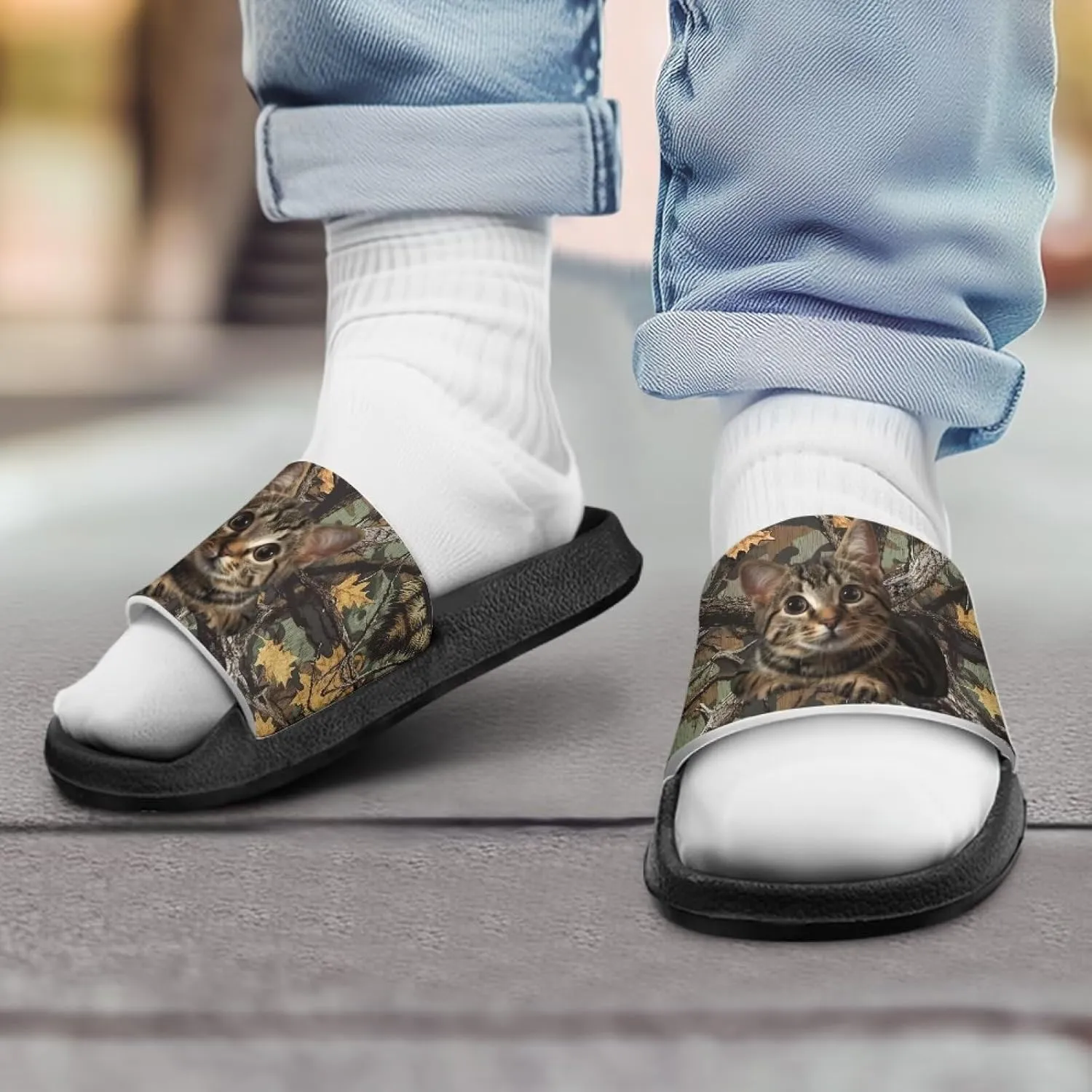 Kids Slide Sandals Cat Themed Anti-Slip Girls Boys Sandals for Beach