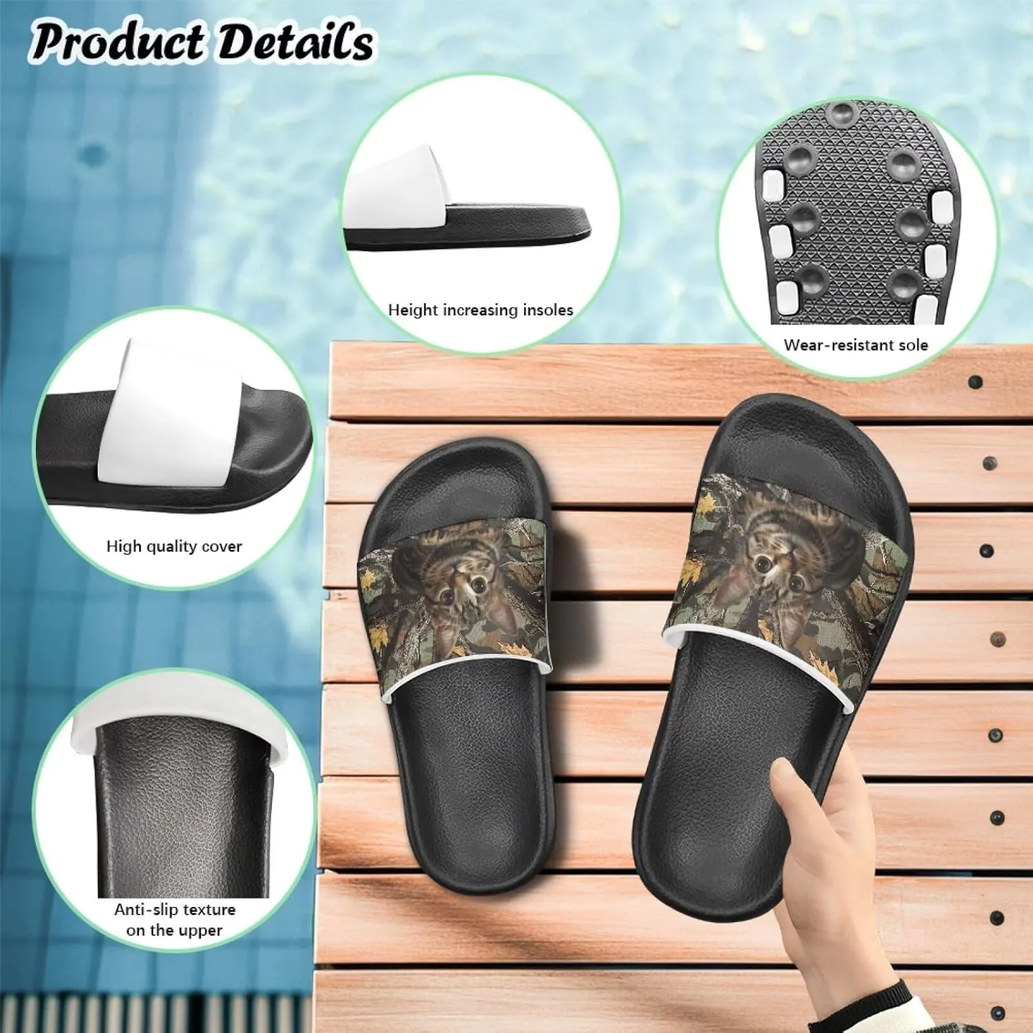 Kids Slide Sandals Cat Themed Anti-Slip Girls Boys Sandals for Beach