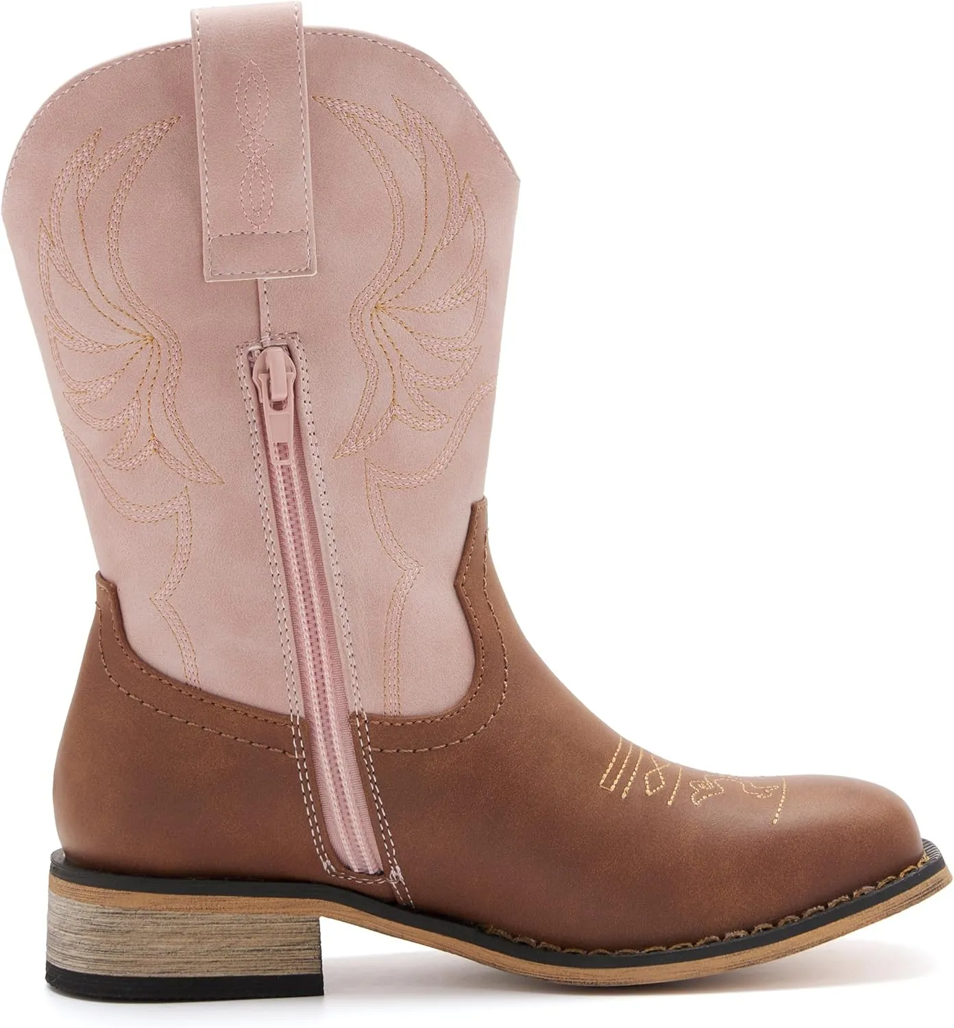 Kids Western Boots for Boys Girls Embroidered Cowgirl Cowboy Boots Square Toe Mid Calf Riding Shoes Little Kid/Big Kid