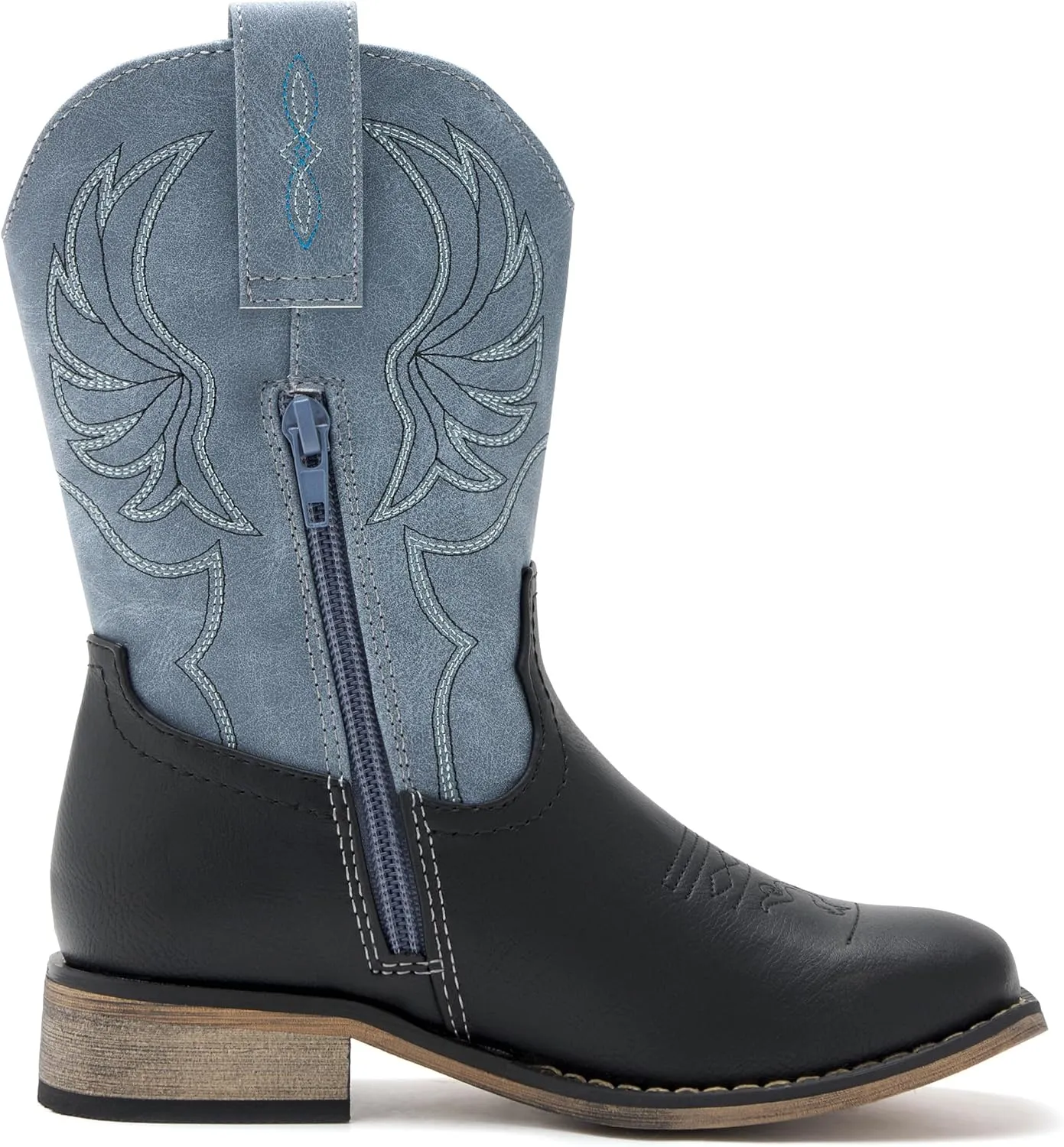 Kids Western Boots for Boys Girls Embroidered Cowgirl Cowboy Boots Square Toe Mid Calf Riding Shoes Little Kid/Big Kid