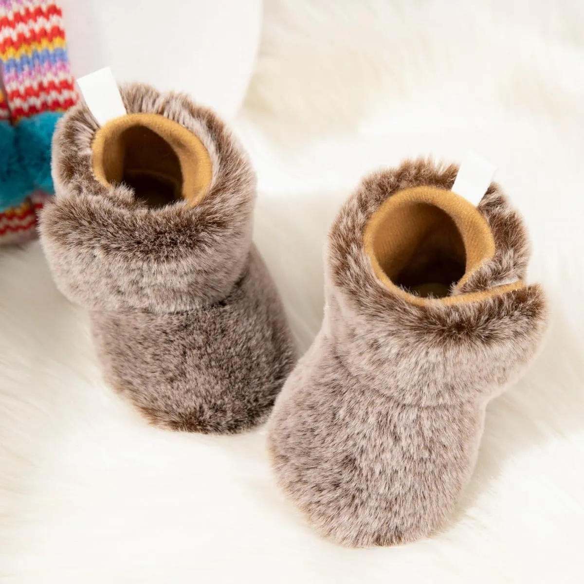 KIDSUN Infant Baby Boy Girl Cozy Fleece Bootie Newborn Stay On Slipper Winter Warm Gripper Non-Slip Crib Shoes